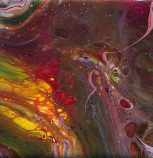 "Fiery"- acrylic on canvas - 6" x 6" ©Annette Ragone Hall 